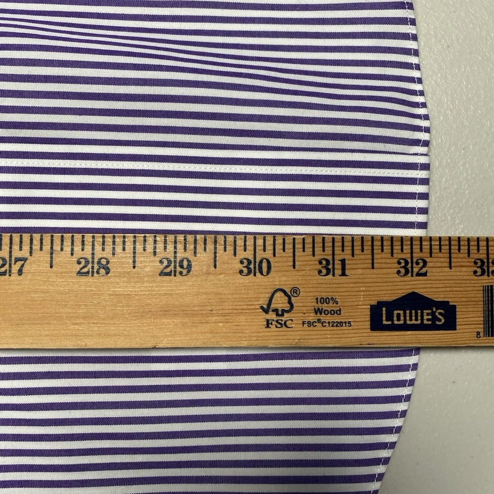 Brooks Brothers 1818 Dress Shirt 16 2 Men Slim Non Iron Purple Stripes - Picture 5 of 7